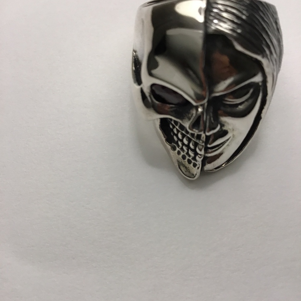 Two face mans ring- life & death. 8 3/4